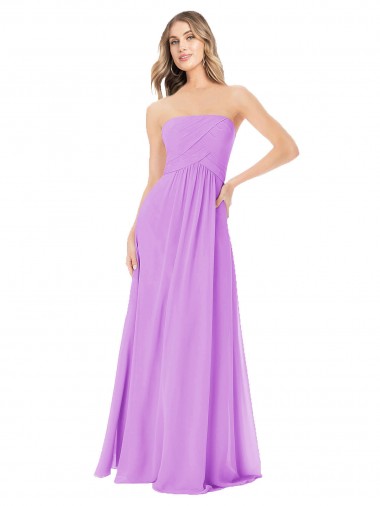 Violet Soft Chiffon Strapless Long Sleeveless Bridesmaid Dress Southampton