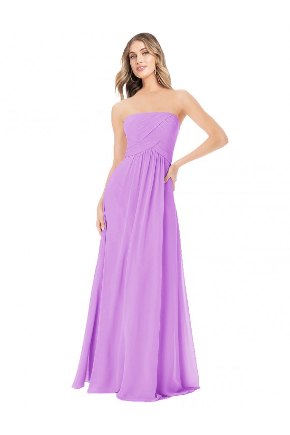Violet Soft Chiffon Strapless Long Sleeveless Bridesmaid Dress Southampton