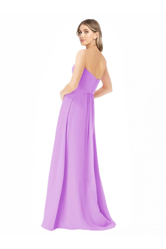 Violet Soft Chiffon Strapless Long Sleeveless Bridesmaid Dress Southampton