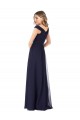 Dark Navy Soft Chiffon Off the Shoulder Long Sleeveless Evening Dress / Bridesmaid Dress Southampton