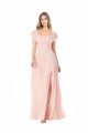 Soft Chiffon Square Neck Long Cap Sleeves Formal Dress / Bridesmaid Dress Southampton