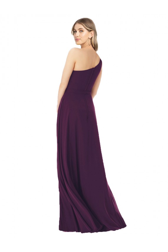 Grape Soft Chiffon One Shoulder Long Sleeveless Formal Dress / Bridesmaid Dress Southampton