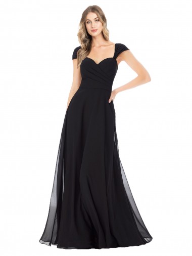 Soft Chiffon Sweetheart Long Cap Sleeves Bridesmaid Dress Southampton