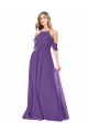 Plum Purple Soft Chiffon Off the Shoulder Long Cold Shoulder Bridesmaid Dress Southampton