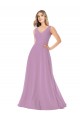 Dark Lavender Soft Chiffon V-Neck Long Sleeveless Bridal Party Dress Southampton