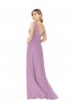 Dark Lavender Soft Chiffon V-Neck Long Sleeveless Bridal Party Dress Southampton
