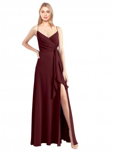 Low Back Chiffon Spaghetti Straps Long Floor Length Sleeveless Bridesmaid Dress Southampton