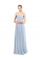 Low Back Light Sky Blue Soft Chiffon Spaghetti Straps Long Sleeveless Bridesmaid Dress Southampton