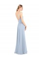 Low Back Light Sky Blue Soft Chiffon Spaghetti Straps Long Sleeveless Bridesmaid Dress Southampton