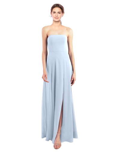 Light Sky Blue Soft Chiffon Strapless Long Sleeveless Bridesmaid Dress Southampton