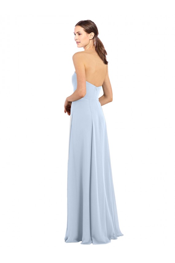 Light Sky Blue Soft Chiffon Strapless Long Sleeveless Bridesmaid Dress Southampton
