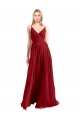 V-Back Red Luxe Chiffon Spaghetti Straps Long Sleeveless Bridesmaid Dress Southampton