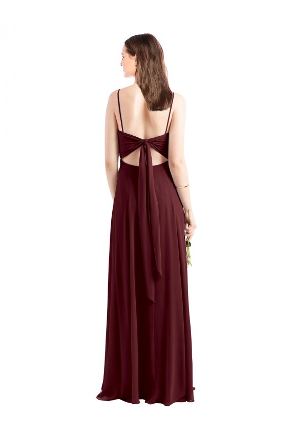 Burgundy Gold Chiffon Spaghetti Straps Long Sleeveless Bridesmaid Dress / Evening Dress Southampton