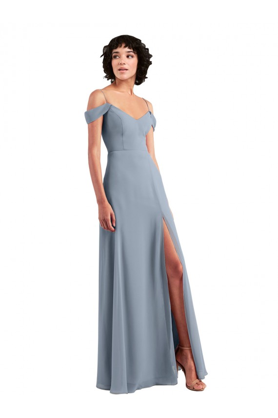Chiffon Off the Shoulder Long Sleeveless Formal Dress / Bridesmaid Dress Southampton