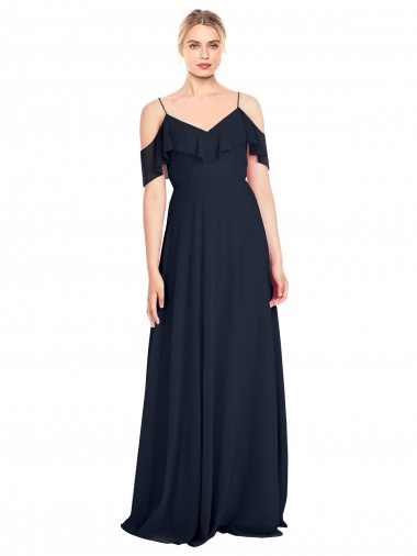 V-Back Lxue Chiffon Off the Shoulder Long Sleeveless Bridesmaid Dress Southampton