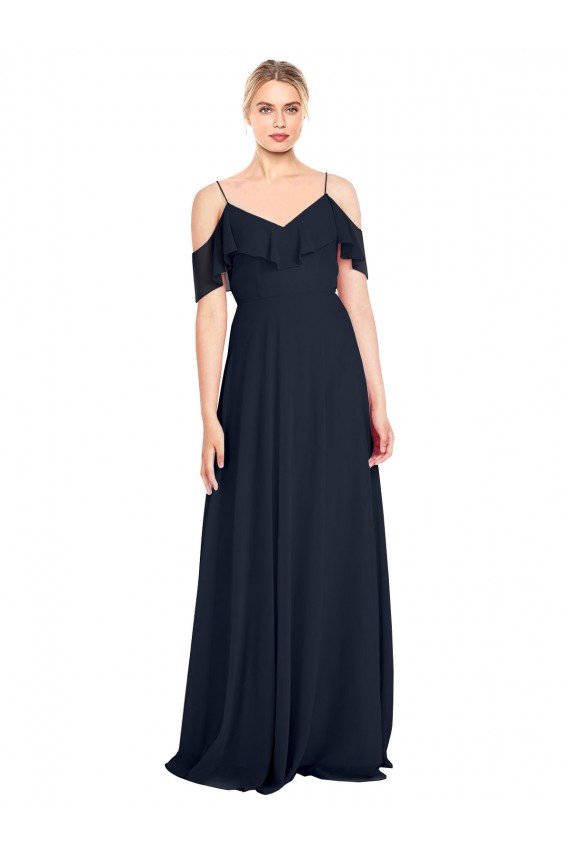 V-Back Lxue Chiffon Off the Shoulder Long Sleeveless Bridesmaid Dress Southampton