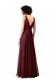 V-Back Burgundy Gold Soft Chiffon Cowl Neck Long Sleeveless Bridesmaid Dress Southampton
