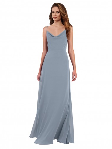 V-Back Soft Chiffon Cowl Neck Long Sleeveless Formal Dress / Bridesmaid Dress Southampton