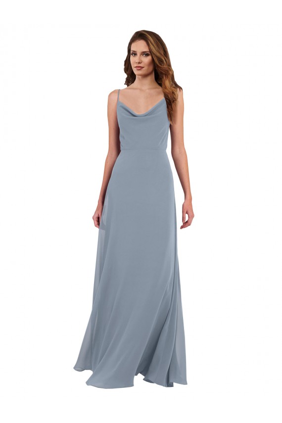 V-Back Soft Chiffon Cowl Neck Long Sleeveless Formal Dress / Bridesmaid Dress Southampton
