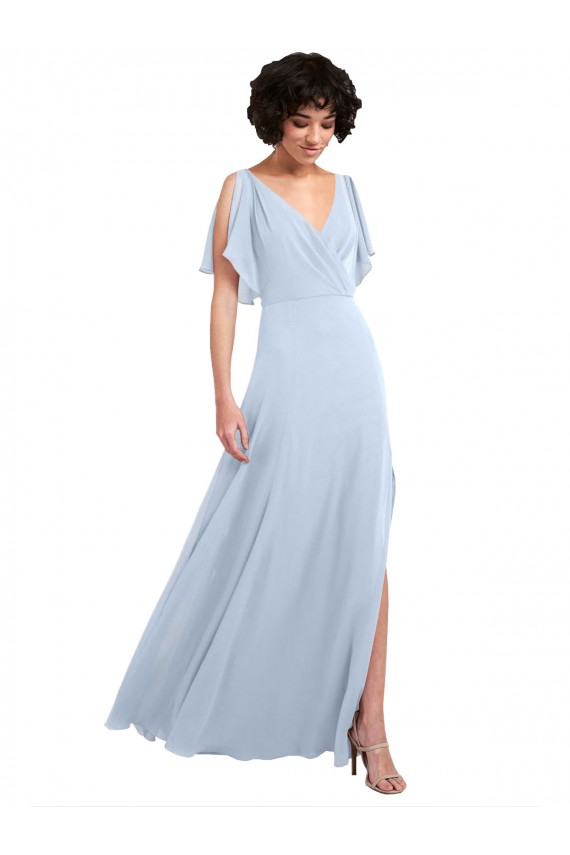 V-Back Soft Chiffon V-Neck Long Split Sleeves Bridesmaid Dresses Southampton