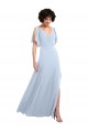 V-Back Soft Chiffon V-Neck Long Split Sleeves Bridesmaid Dresses Southampton