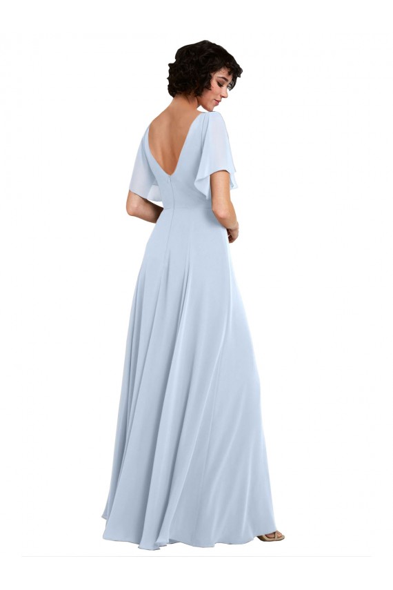 V-Back Soft Chiffon V-Neck Long Split Sleeves Bridesmaid Dresses Southampton