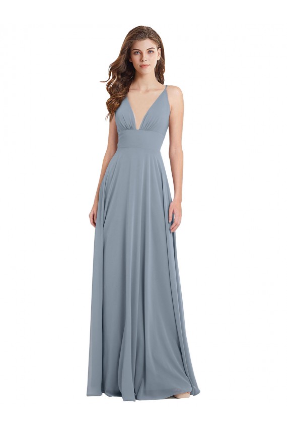 V-Back Chiffon V-Neck Long Sleeveless Bridesmaid Dress / Evening Gowns Southampton