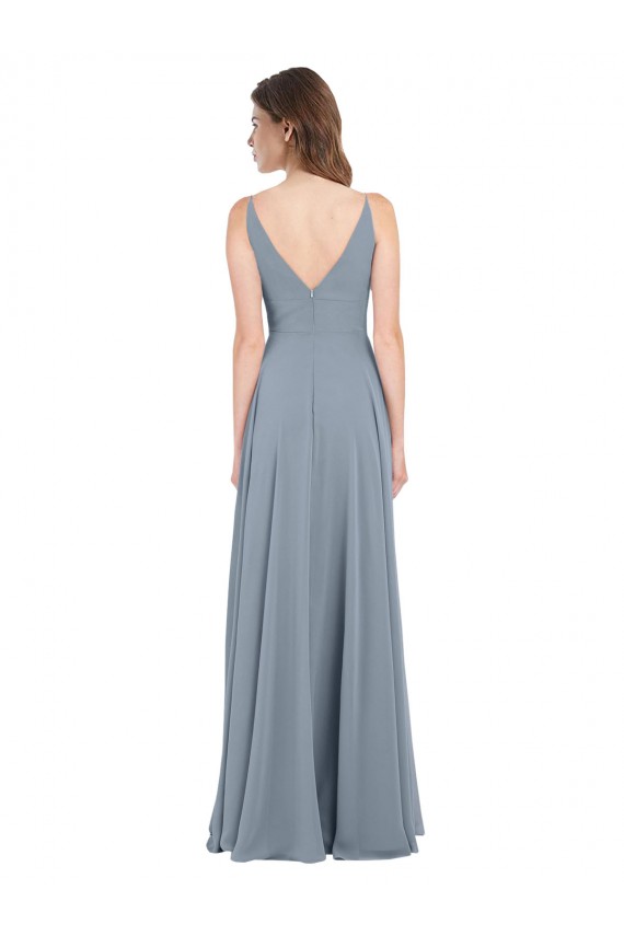 V-Back Chiffon V-Neck Long Sleeveless Bridesmaid Dress / Evening Gowns Southampton