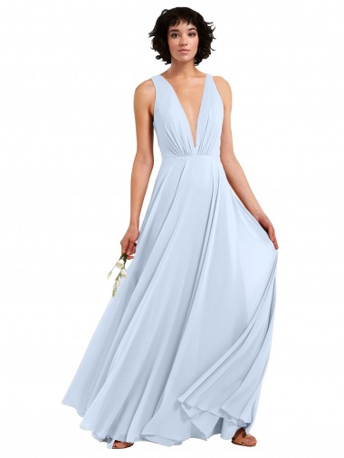 Soft Chiffon V-Neck Long Sleeveless Bridesmaid Dresses Southampton