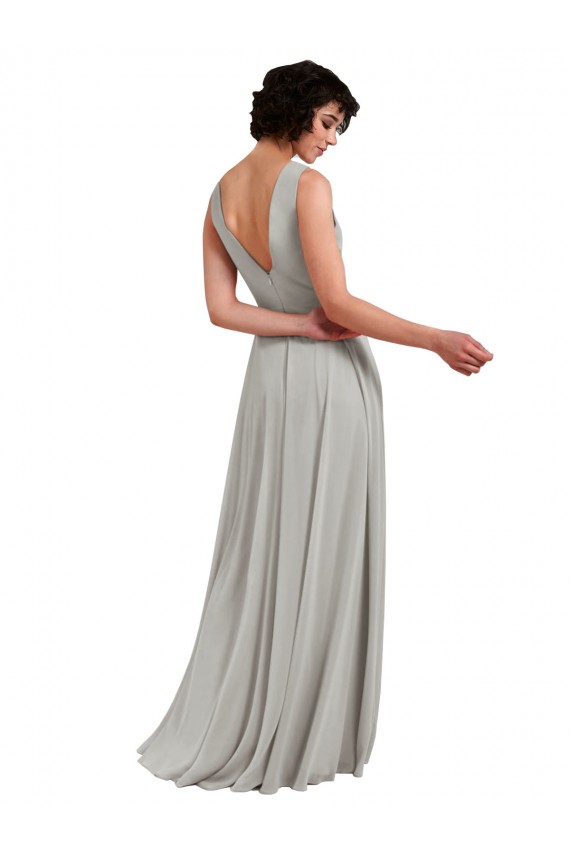 Soft Chiffon V-Neck Long Sleeveless Bridesmaid Dresses Southampton