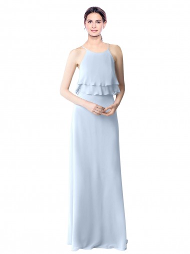 Soft Chiffon Halter Neck Long Sleeveless Bridesmaid Dresses Southampton