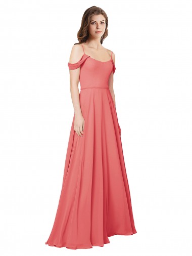 Low Back Desert Rose Soft Chiffon Off the Shoulder Long Sleeveless Bridesmaid Dress Southampton