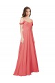 Low Back Desert Rose Soft Chiffon Off the Shoulder Long Sleeveless Bridesmaid Dress Southampton