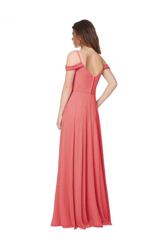 Low Back Desert Rose Soft Chiffon Off the Shoulder Long Sleeveless Bridesmaid Dress Southampton