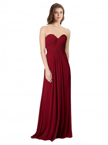 Open Back Chiffon Sweetheart Long Floor Length Sleeveless Bridesmaid Dress Southampton