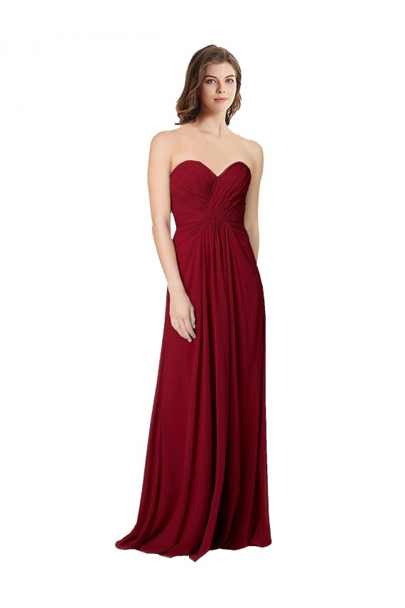 Open Back Chiffon Sweetheart Long Floor Length Sleeveless Bridesmaid Dress Southampton