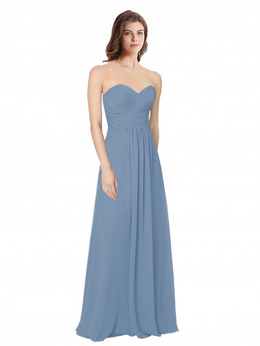 Low Back Chiffon Sweetheart Long Sleeveless Bridesmaid Dress / Evening Gowns Southampton