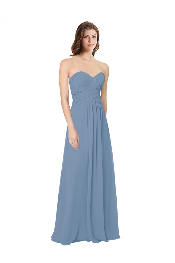 Low Back Chiffon Sweetheart Long Sleeveless Bridesmaid Dress / Evening Gowns Southampton