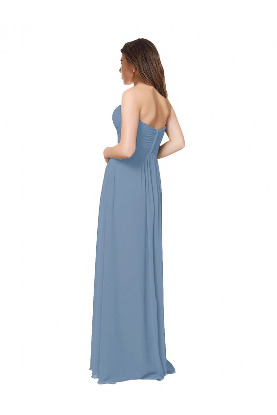 Low Back Chiffon Sweetheart Long Sleeveless Bridesmaid Dress / Evening Gowns Southampton