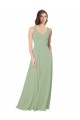 Open Back Smoke Green Soft Chiffon Sweetheart Long Sleeveless Formal Dress / Bridesmaid Dress Southampton