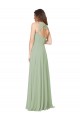 Open Back Smoke Green Soft Chiffon Sweetheart Long Sleeveless Formal Dress / Bridesmaid Dress Southampton