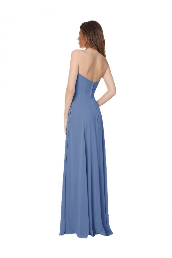 Open Back Soft Chiffon Strapless Long Sleeveless Formal Dress / Bridesmaid Dress Southampton