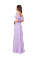Low Back Lilac Soft Chiffon Off the Shoulder Long Sleeveless Bridesmaid Dress Southampton
