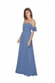 Open Back Soft Chiffon Off the Shoulder Long Flutter Sleeves Bridesmaid Dress Southampton