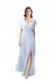 Open Back Soft Chiffon V-Neck Long Flutter Sleeves Bridesmaid Dress / Formal Dress Southampton