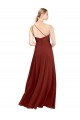 Burgundy Soft Chiffon One Shoulder Long Sleeveless Formal Dress / Bridesmaid Dress Southampton