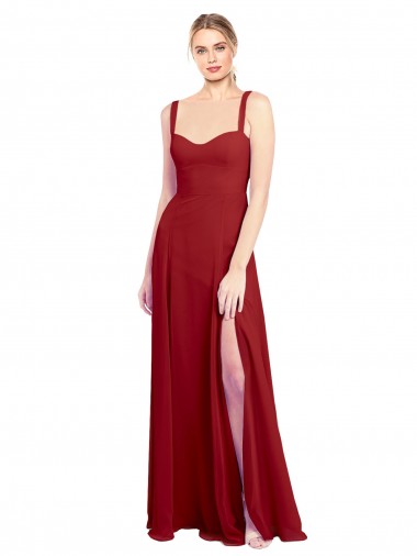 Red Soft Chiffon Sweetheart Long Sleeveless Bridesmaid Dress Southampton