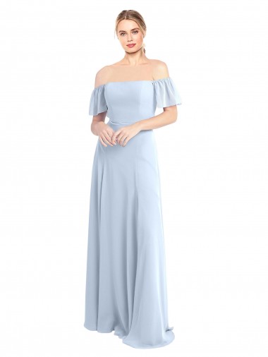 V-Back Soft Chiffon Off the Shoulder Long Flutter Sleeves Formal Dress / Bridesmaid Dress Southampton