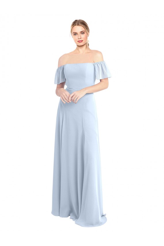 V-Back Soft Chiffon Off the Shoulder Long Flutter Sleeves Formal Dress / Bridesmaid Dress Southampton