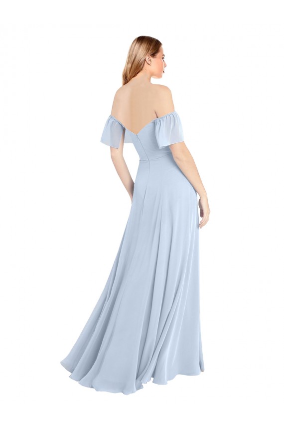 V-Back Soft Chiffon Off the Shoulder Long Flutter Sleeves Formal Dress / Bridesmaid Dress Southampton